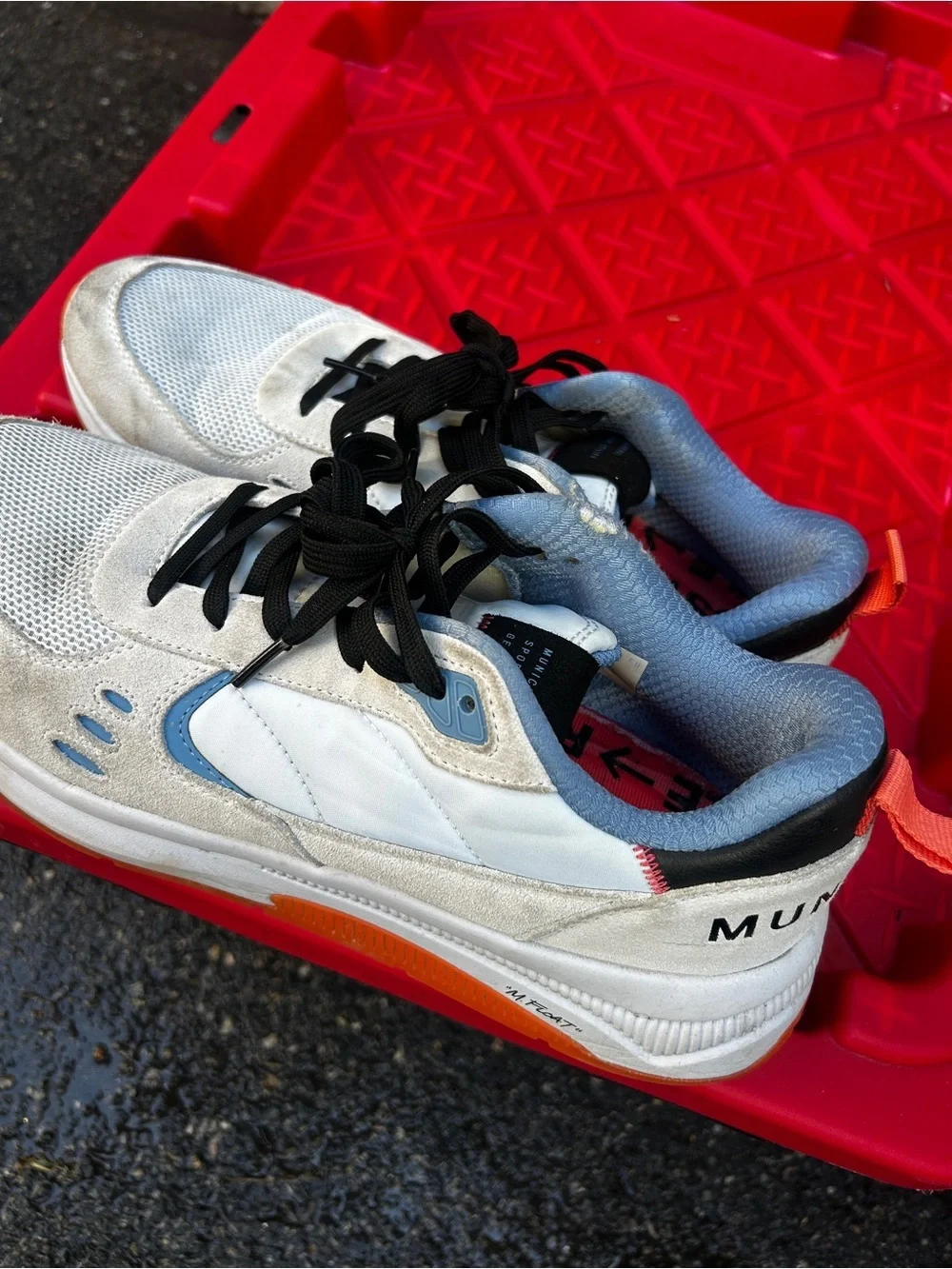 Men's Lightweight Running Sneakers - Light Gray & Blue